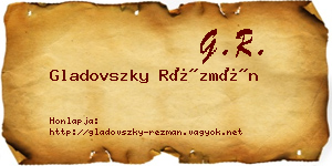 Gladovszky Rézmán névjegykártya